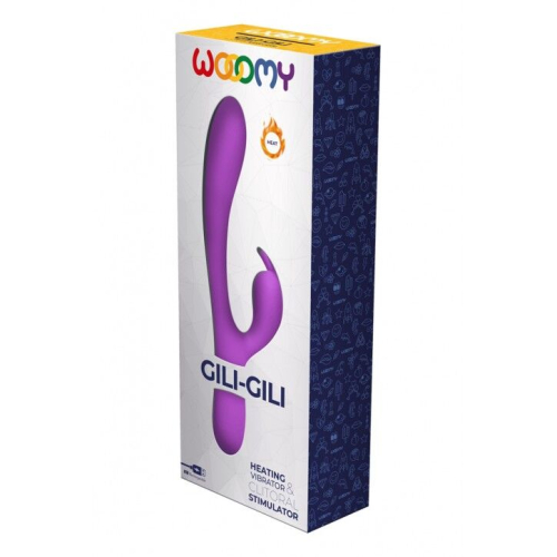 Вібратор з відростком для клітора фіолетового кольору Wooomy Gili Gili Vibrator with Heat - 4