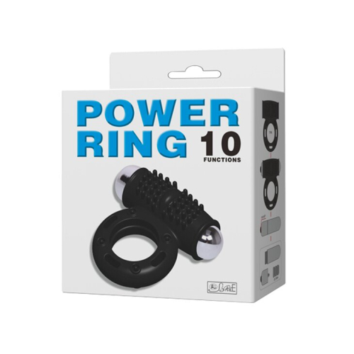 Вібро кільце ерекційне 2,5 см Power ring 10 режимів вібрації з кібершкіри - 8
