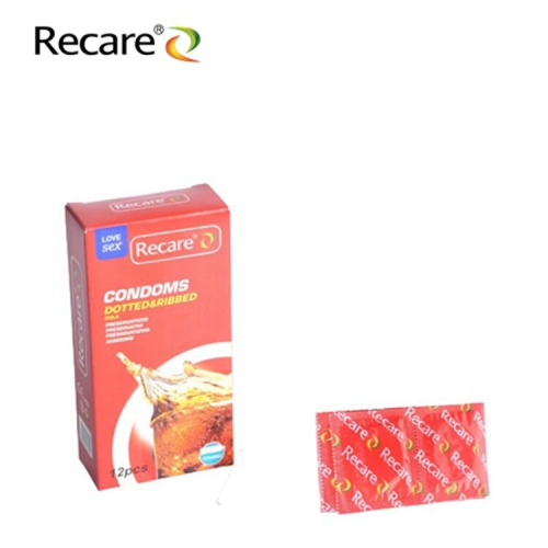Презервативы с пупырышками и ребрами аромат Кола Recare Cola Dotted&amp;amp;Ribbed Condoms 12 штук - 4