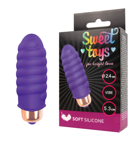 Мини вибратор силиконовый для клитора SWEET TOYS фиолетовый L 5,3 см D 2,4 см со съемной вибропулей - 4
