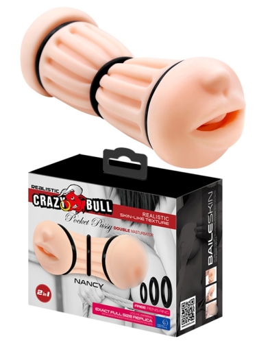 Мастурбатор ротик вагина с двумя входами Crazy Bull NANCY - 1