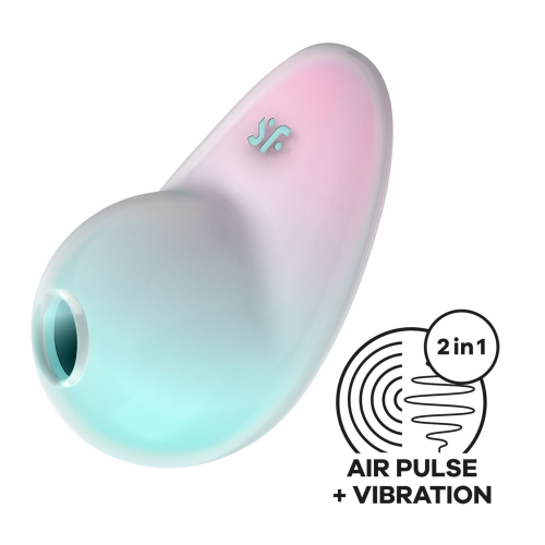 Вакуумний вібратор для клітора рожево блакитного кольору Satisfyer Pixie - 1