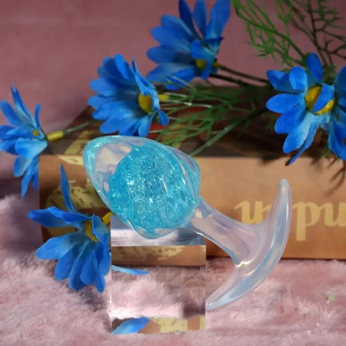 Анальная пробка силиконовая голубая Liebe Seele Icecream-shaped Crystal Anal Plug размер Small - 4
