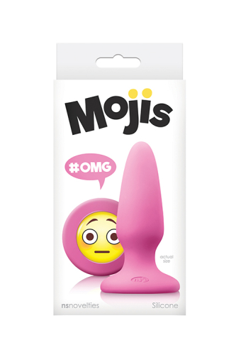 Анальний силіконовий затор рожевого кольору із заглушкою смайликом NS Novelties Mojis omg medium - 2