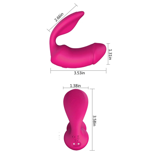 Подвійний вагінально-кліторальний вібратор з рожевим пультом Dream Toys Essentials - 22