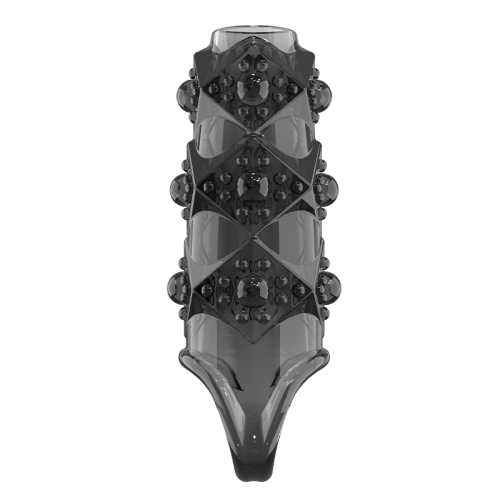 Стимулирующая насадка на член с пупырышками черная Meleon - Rider Locking Sleeve - 4