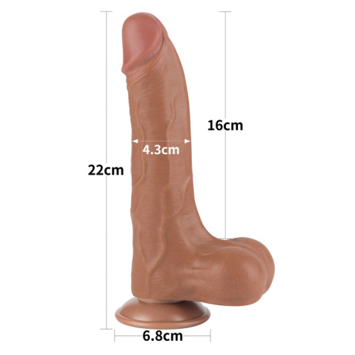 Фалоімітатор реалістичний на присосці Sliding Skin Dual Layer Dong 8.5 коричневий - 2