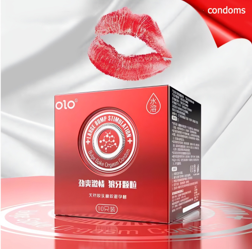 Латексные тонкие текстурированные презервативы OLO Large bump stimulation 10 штук - 1