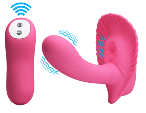 Вібробабочка з стимулятором клітора і точки джі на пульті ДУ PRETTY LOVE Powerful Shell Stimulator - 2