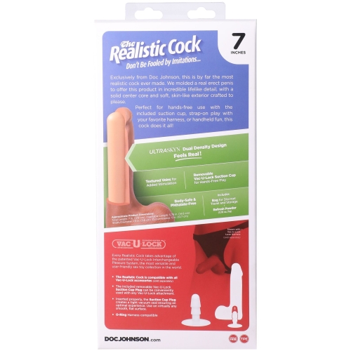 Фалоімітатор реалістичний на знімній присосці бежевий Doc Johnson The Realistic Cock ULTRASKYN - 7 Inch with Balls Caramel - 11