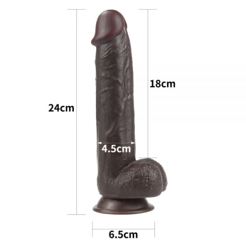 Фалоімітатор реалістичний на присоску чорний Lovetoy 9.5 Sliding Skin Dual Layer Dong - 2