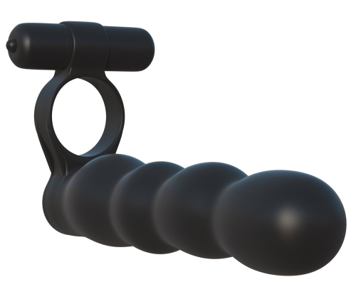 Вибронасадка на член для двойного проникновения черного цвета Posable Partner Double Penetrator - 2