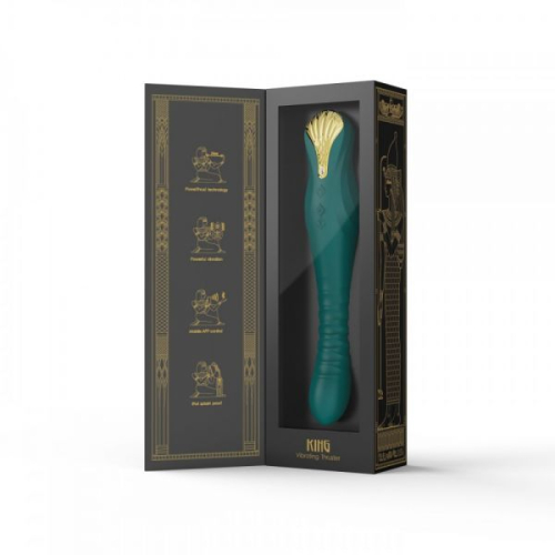 Вибромассажер с фрикциями и управлением со смартфона зелёный ZALO KING Turquoise - 5