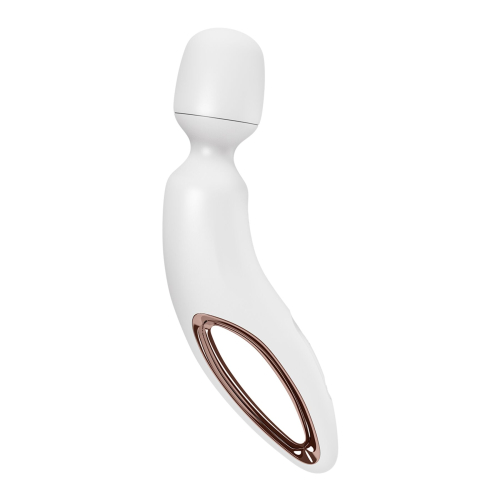 Вибромассажер Ванд в форме микрофона белый с золотистым Satisfyer Wand-erland - 2