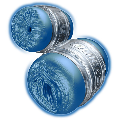Мастурбатор Двосторонній Анус і Вагіна синього кольору Fleshlight Quickshot Alien - 8