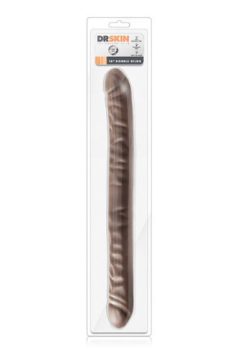 Подвійний фалоімітатор реалістичний шоколадного кольору DR SKIN 18inch CHOCOLATE - 2