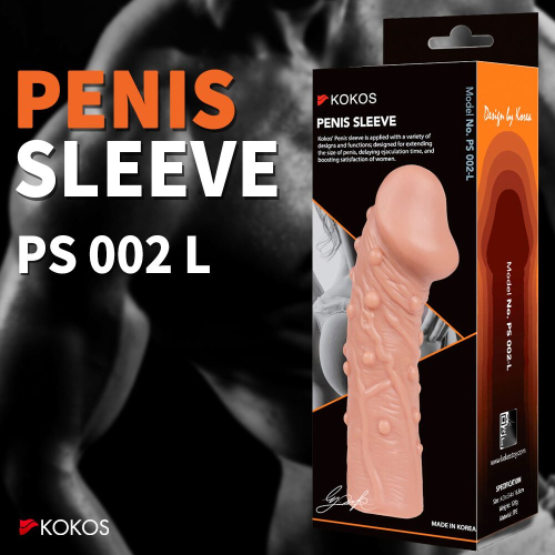 Насадка на член реалистичная с пупырышками телесного цвета Kokos Penis Sleeve PS 002 размер L - 4