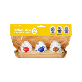 Набор мастурбаторов-яиц прозрачного цвета Tenga Egg Standard 3 Pack 2 Twister, Bouncy, Silky 3 штуки