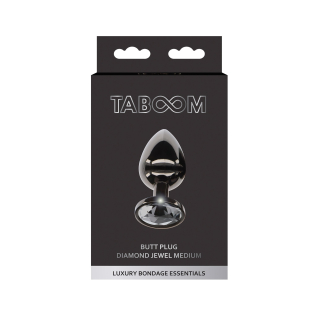 Анальная металлическая пробка M с черным камнем Butt Plug With Diamond Jewel Taboom