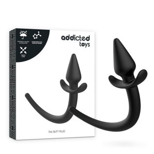 Ананльная пробка с хвостом силиконовая черная Addicted Toys Puppy Plug Anal Silicone