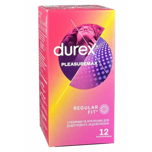 Презервативы с ребрами и точками латексные с силиконовой смазкой Durex Pleasuremax 12 штук - 3