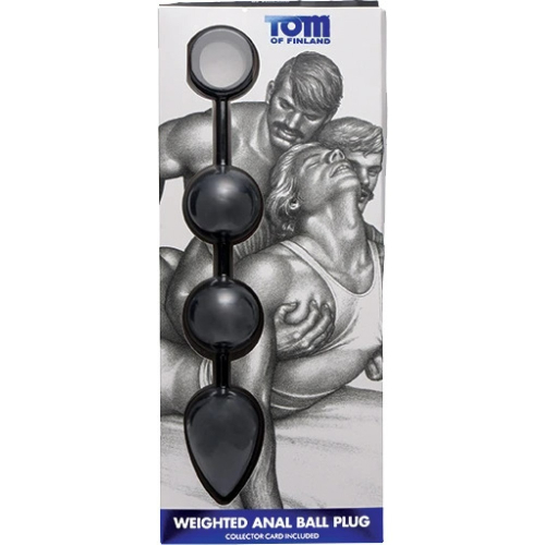 Анальные шарики утяжелённые силиконовые черные Tom of Finland - 4
