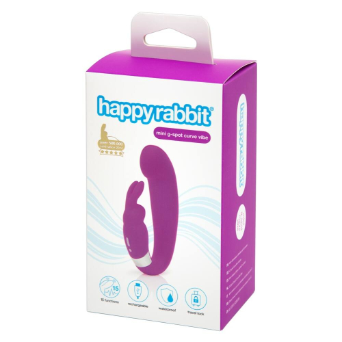 Вибратор для точки G и с отростком для клитора силиконовый розового цвета Happy Rabbit G Spot - 4