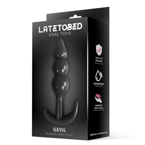 Анальная пробка шарообразная с якорем черного цвета Latetobed Gevil Anchor Butt Plug - 2