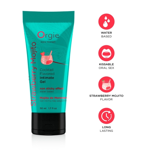 Оральный лубрикант со вкусом коктейля Кайпиринья на водной основе Orgie Lube Tube Strawberry Mojito 50 мл - 3