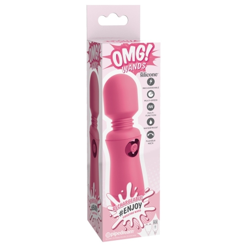 Вибромассажер Ванд в форме микрофона с гибкой головкой розового цвета Pipedream OMG! Wands #Enjoy - 5