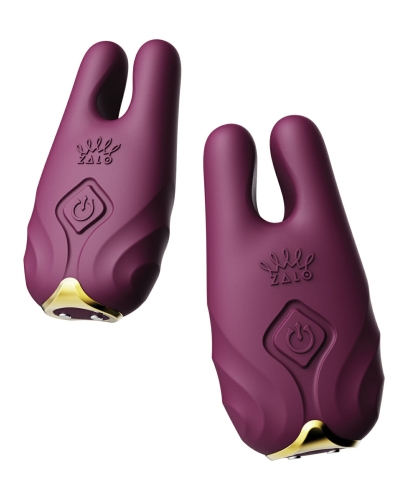Бездротові вібруючі затискачі для сосків ZALO Nave Vibrating Nipple Clamps фіолетовий - 1