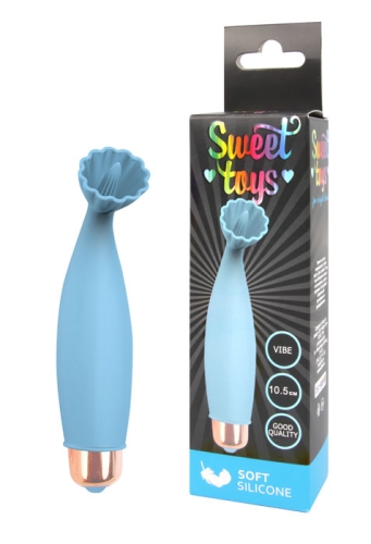 Вібратор силіконовий для клітора з ніжними відростками SWEET TOYS блакитний L 10,5 см d 2, 5x2, 9 см зі знімною вібропулею - 1