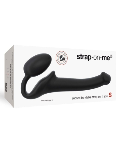 Страпон силиконовый гибкий безременой со стимуляцией клитора и точки G Strap-On-Me Black S - 3