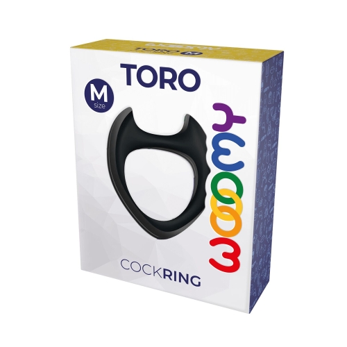 Эрекционное кольцо силиконовое черного цвета Wooomy Toro M - 3
