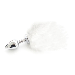Анальная пробочка с белый пушком Metal Plug with White Tail