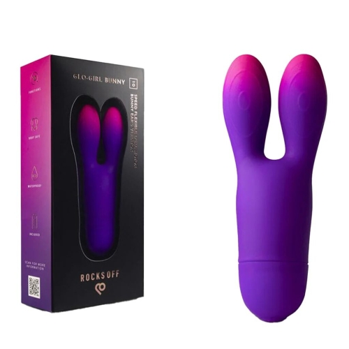 Вибратор для стимуляции клитора фиолетового цвета Rocks Off Glo Girl Bunny - 2