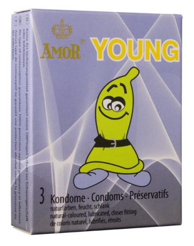 Презервативи з натурального високоякісного латексу Amor Young 3 штуки - 1