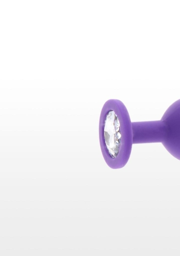 Анальна пробка силіконова фіолетова із прозорим кристалом Toy Joy розмір Medium - 3