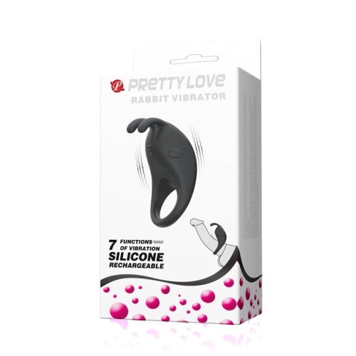Кільце ерекційне на член з вібростимуляцією клітора чорне Pretty Love RABBIT VIBRATOR - 11