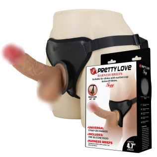 Страпон ремінний жіночий жіночий силіконовий тілесний Lybaile Pretty Love Fogg 4.7 Dildo with Harness Briefs
