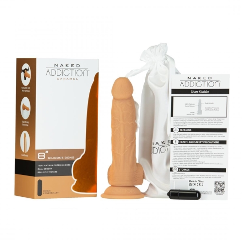 Фаллоимитатор реалистичный на присоске телесного цвета Addiction Naked 8″ Dual Density Dildo вибропуля в подарок - 4