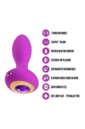 Анальний вібратор кольору фуксія з камінчиком Blush Oh My Gem Charm Amethyst - 5
