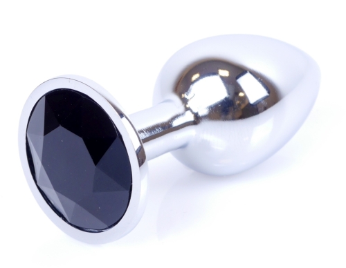 Анальна пробка S сріблястого кольору із кристалом чорного кольору BOSS of TOYS Jewellery plug - 2