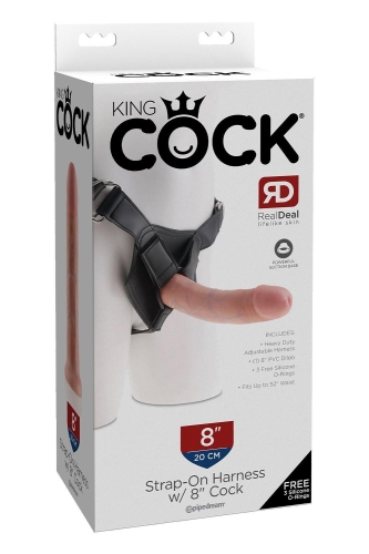 Ременной страпон с реалистичным телесным фаллоимитатором Pipedream King Cock Strap-On Harness - 7