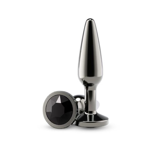 Анальная пробка глянцевая с кристаллом черная NS Novelties Rear Assets - Tapered размер Medium - Gunmetal - 1