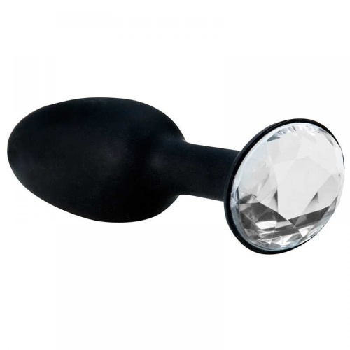 Анальная пробка черная со стразом CRYSTAL AMULET SILICONE BUTT PLUG LARGE - 2