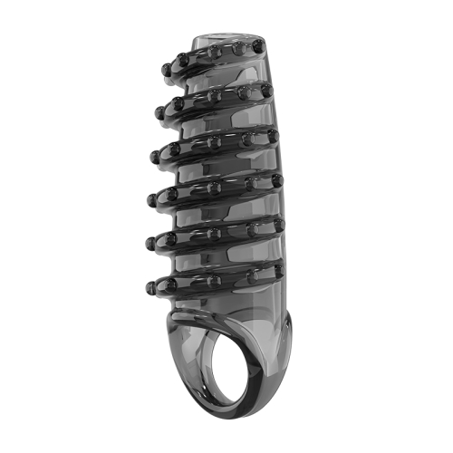 Стимулююча насадка на член з петлею та пухирцями чорна Meleon - Sea Dragon Locking Sleeve - 2