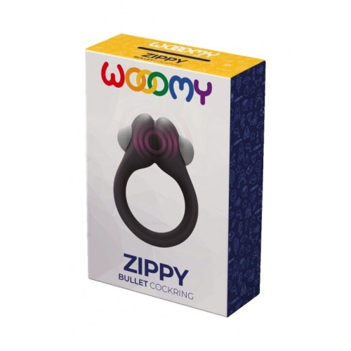 Ерекційне віброкільце чорного кольору Wooomy Zippy - 4