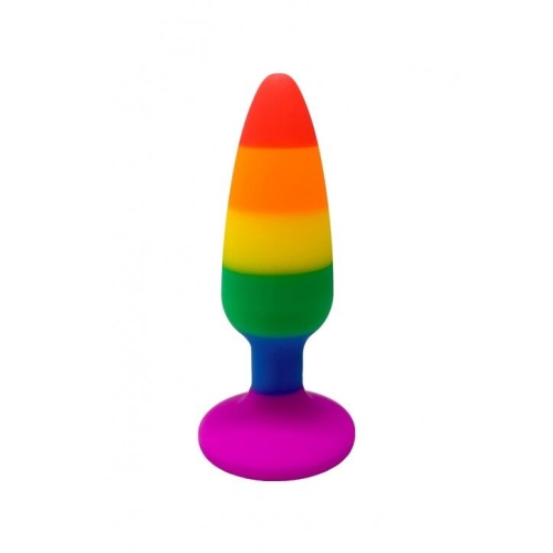 Анальная пробка радужного цвета Wooomy Hiperloo Silicone Rainbow Plug размер S - 2