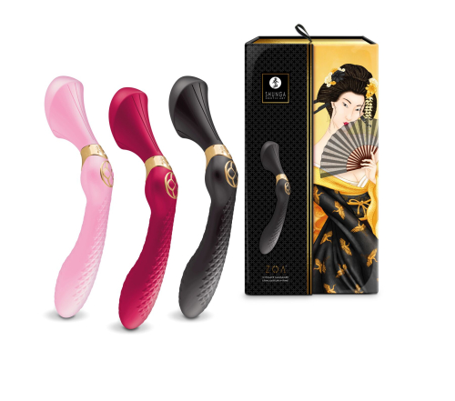 Вібратор двосторонній великий для точки G та клітора чорного кольору Shunga Zoa - 12